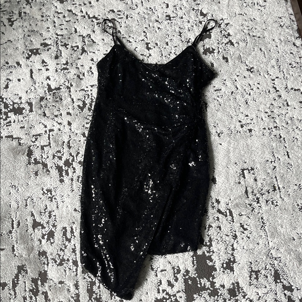 Lulu's Black Sequin Mini Dress